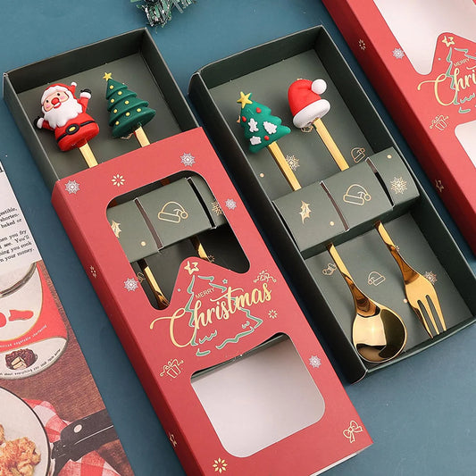 Cute Christmas Spoon & Fork Set