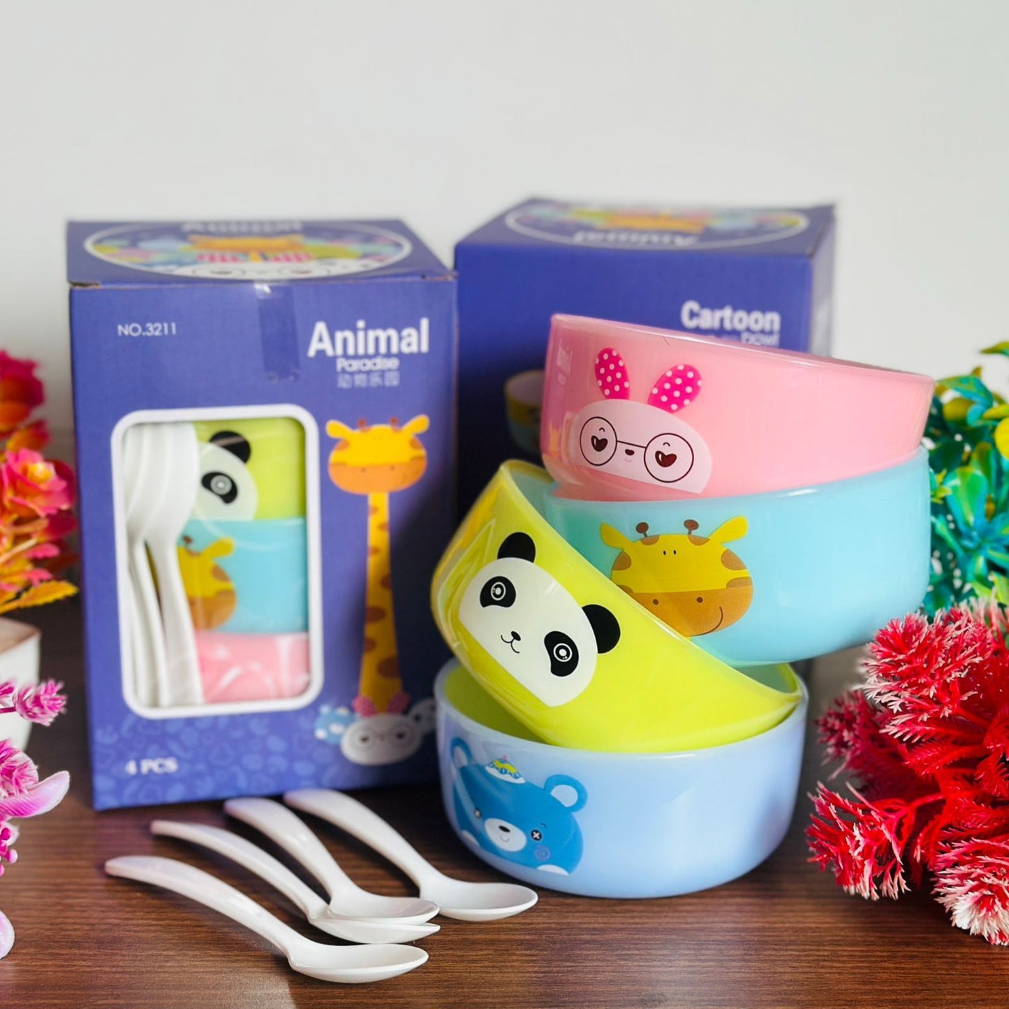 Bowl Set with Spoons | Animal Theme