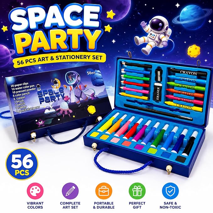 56-Piece Creative Art & Stationery Set