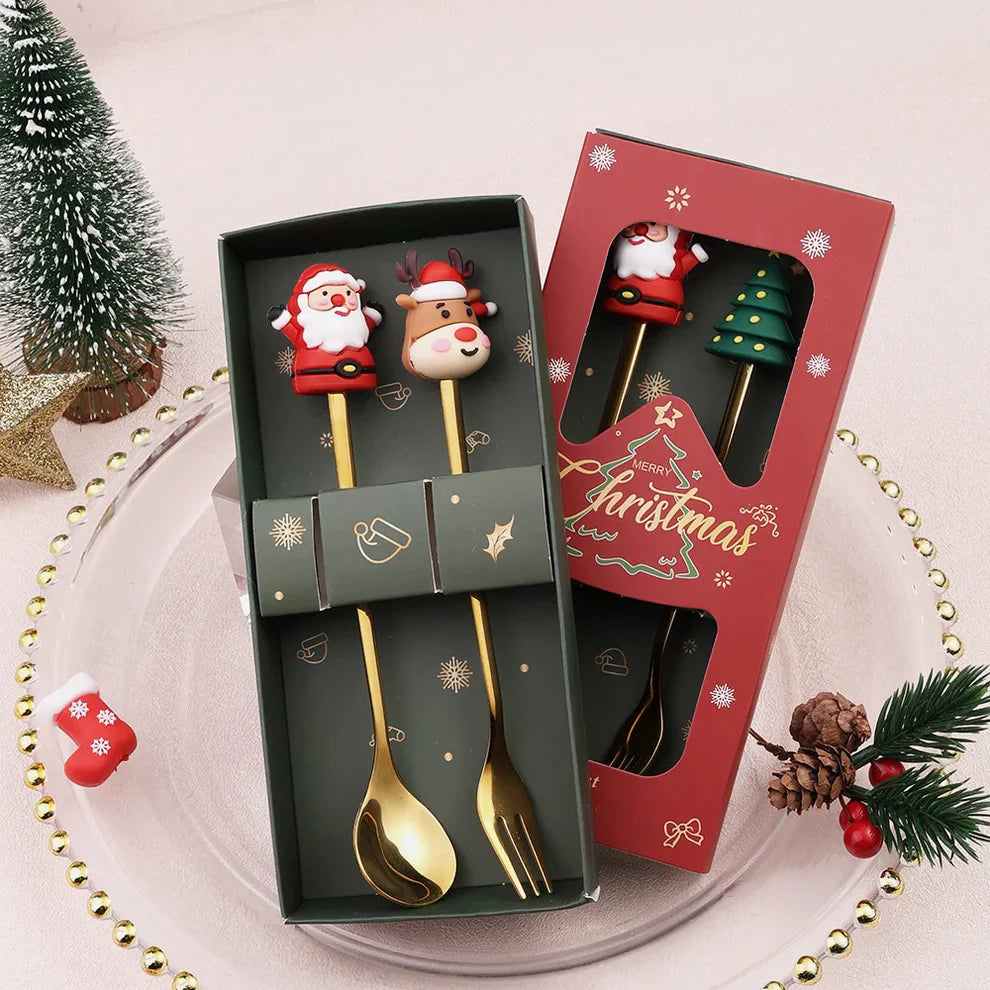 Cute Christmas Spoon & Fork Set
